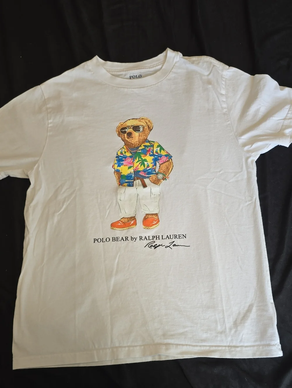 Ralph Lauren White Polo Bear Graphic Tee with Tropical Shirt